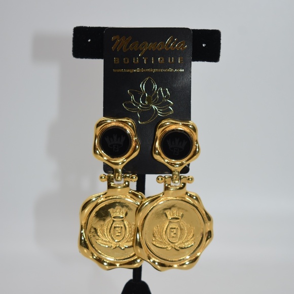 Fendi Crown Wax Stamp Drop Earrings
